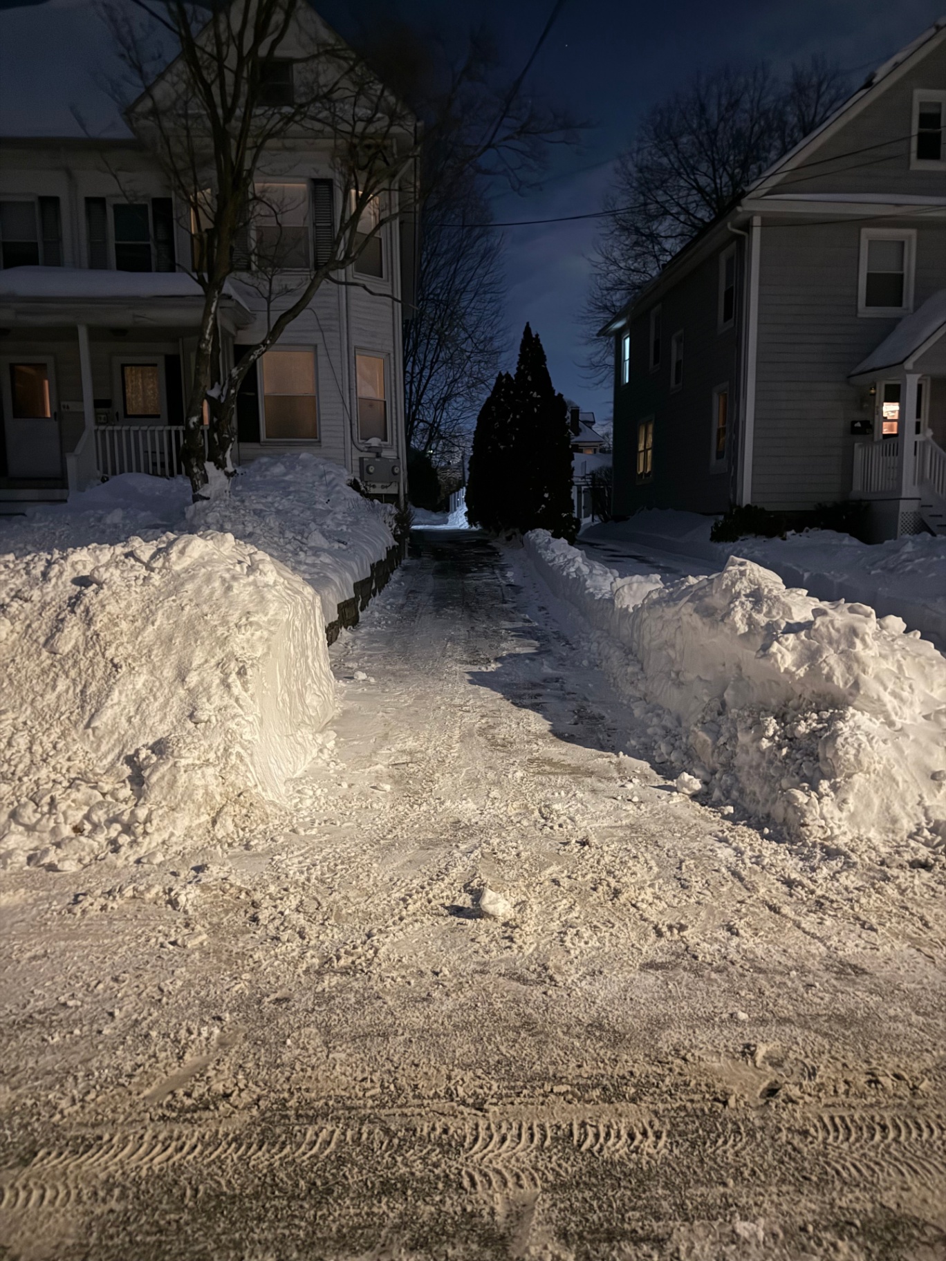 Cleared walkway after snowstorm