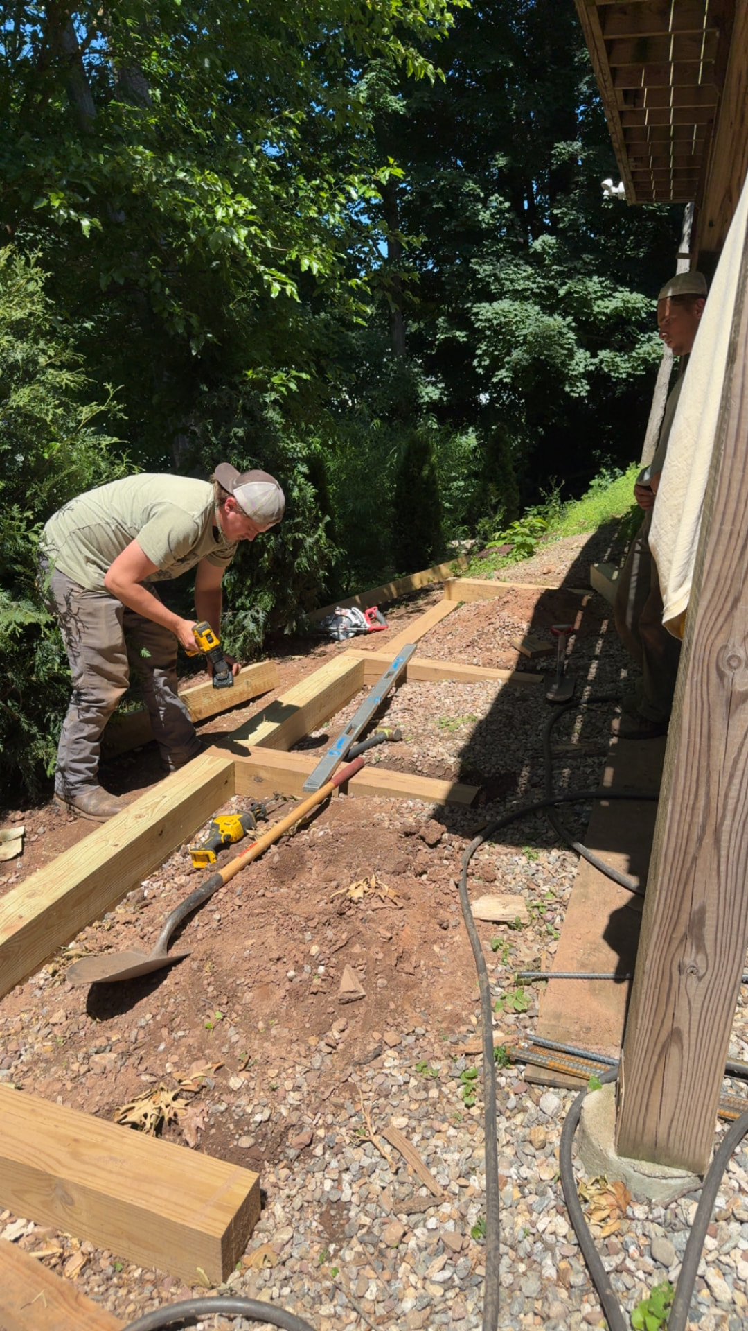Framing landscape timbers for a garden project